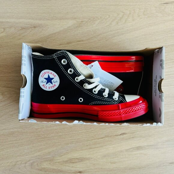 ❤️❤️Converse Chuck 70 Hi Comme Des Garçons Play Sz 12 Womens Shoes Black A01793C - Picture 7 of 12